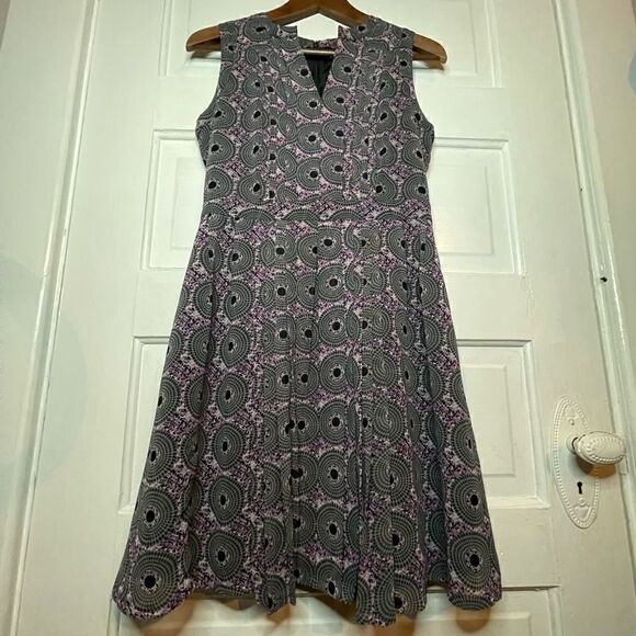 Halogen A-Line Purple & Black Sleeveless Geometric Dress - Picture 2 of 13